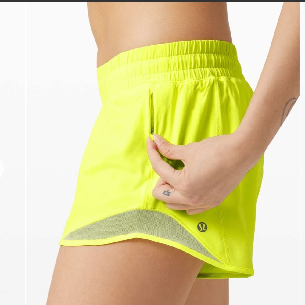 lululemon Hotty Hot Short II - 4” length size 14 - neon yellow!